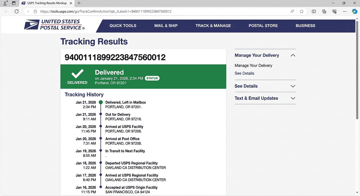 Exhibit C: Carrier Delivery Confirmation
