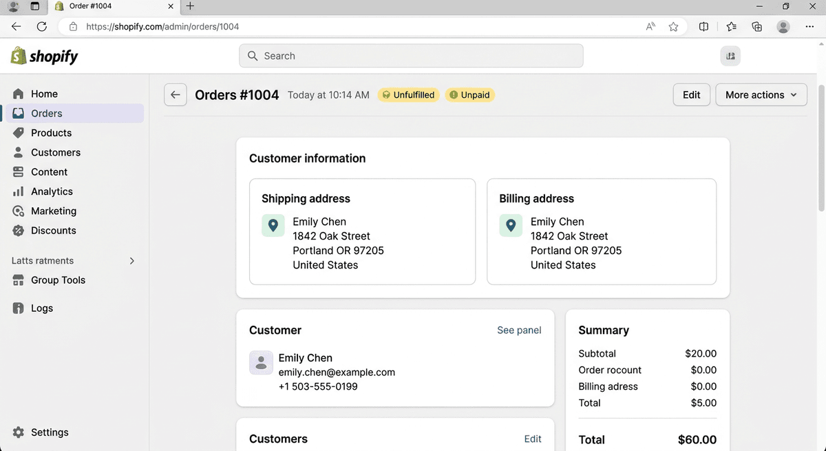 Exhibit E: Address Verification — Billing Matches Shipping